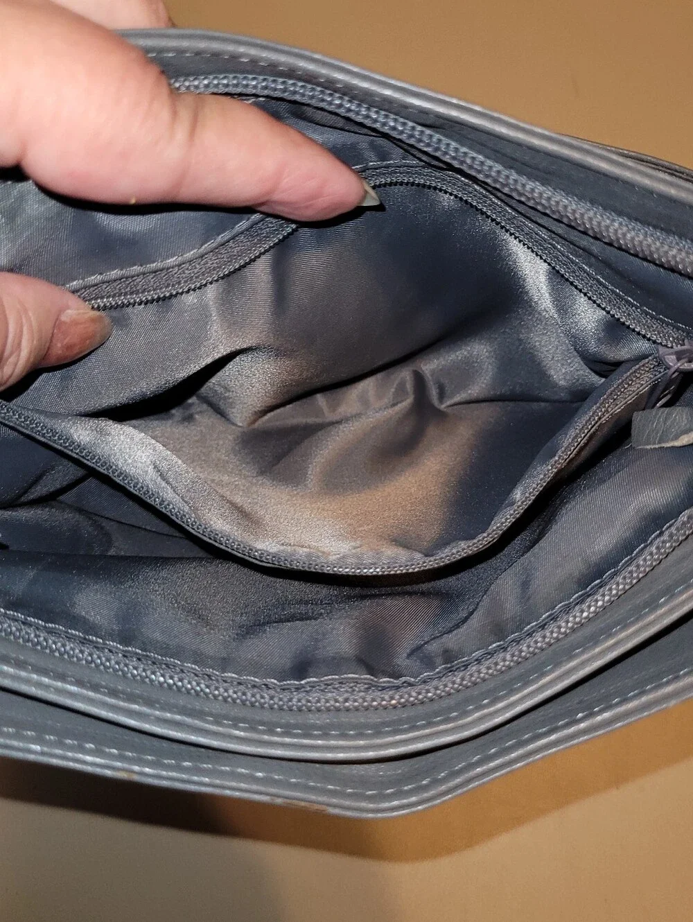 Bermans Leather - Soft Blue/gray Leather Crossbody Bag.